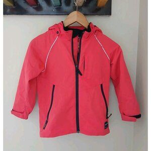 Polarn O. Pyret Fleece Lined Eco Softshell Jacket Size 116 5-6 Pink Hood Active